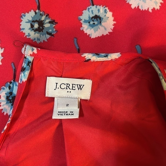 J. Crew Red Dandelion Floral Long Sleeve Dress Fully Lined Women’s Size 2 - Picture 7 of 9